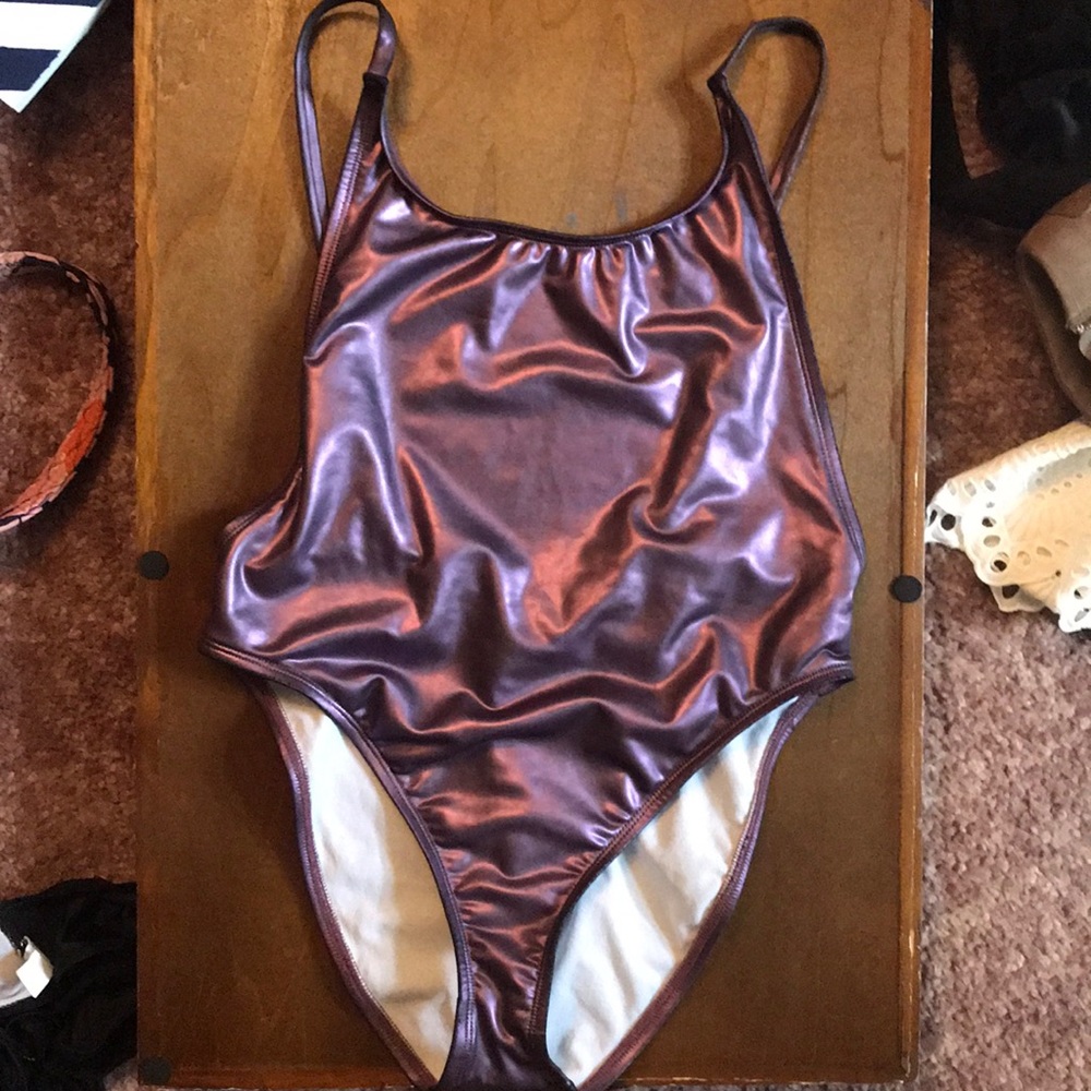 Metallic Purple One Piece Bathing Suit